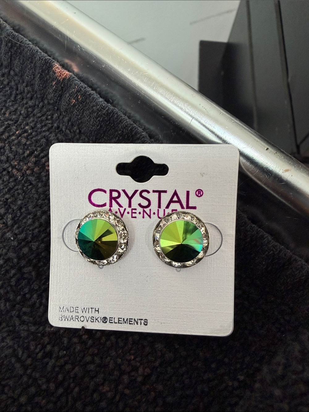 Green Crystal Stud Earrings